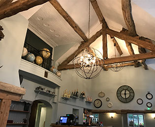 The Bridge Prestbury - beams in the restaurant area