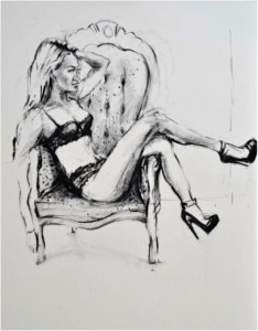 hand drawn wedding boudoir portraits