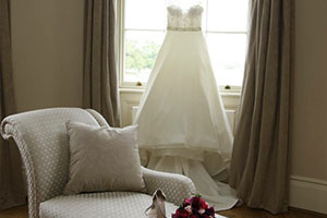 wedding dress in wedding room