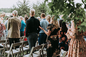 Guests at spring wedding